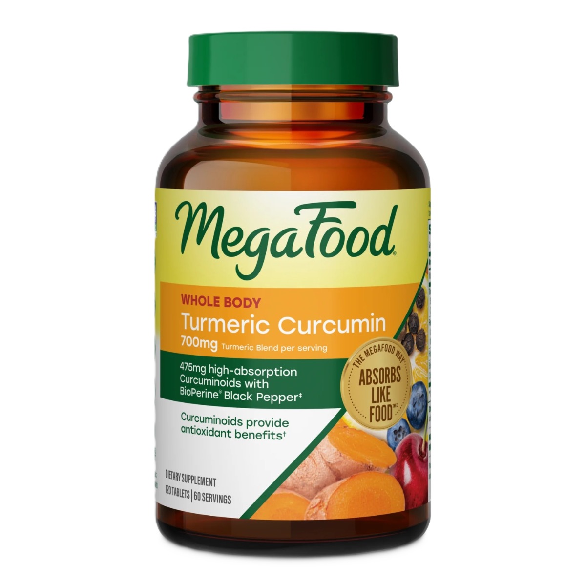 MegaFood Turmeric Curcumin Extra Strength Whole Body 120 tablets